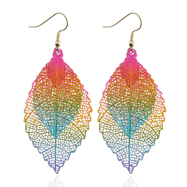 LGBTQ Pride Leaf Drop Rainbow Earrings