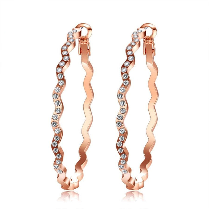 Women's Trendy Zig Zag Rose Gold Hoop Earrings