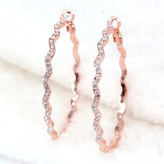 Women's Trendy Zig Zag Rose Gold Hoop Earrings