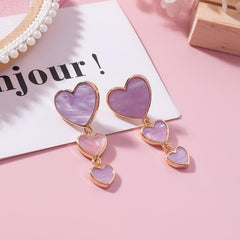 Acrylic Marble Pink Heart Drop Earrings