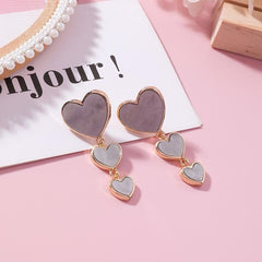 Acrylic Marble Pink Heart Drop Earrings