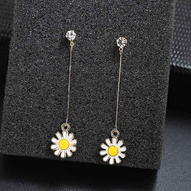 Diamond Stud and Sunflower Drop Acrylic Earrings