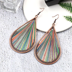 Bohemian Bronze Tear Drop And Colored Fringe Earrings