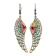 Bohemian Bronze Tear Drop And Colored Fringe Earrings