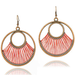 Bohemian Bronze Tear Drop And Colored Fringe Earrings