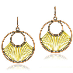 Bohemian Bronze Tear Drop And Colored Fringe Earrings