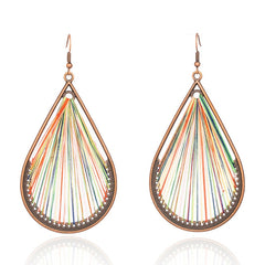 Bohemian Bronze Tear Drop And Colored Fringe Earrings