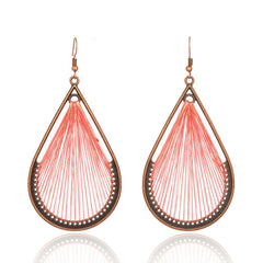 Bohemian Bronze Tear Drop And Colored Fringe Earrings