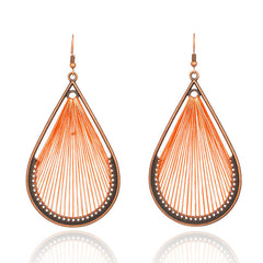 Bohemian Bronze Tear Drop And Colored Fringe Earrings