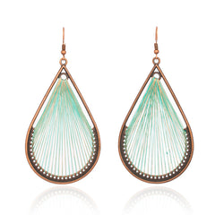 Bohemian Bronze Tear Drop And Colored Fringe Earrings