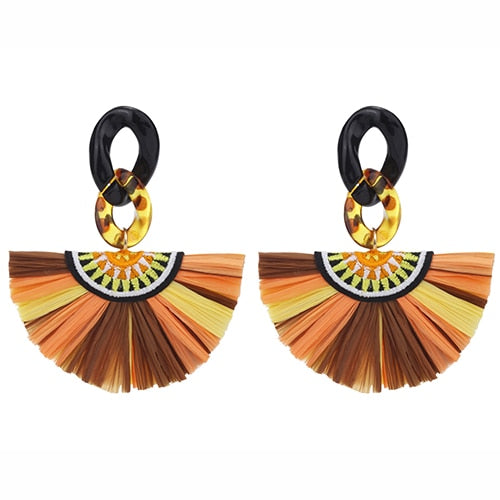 Summer Bohemian Fringe And Acrylic Post Earrings