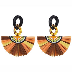 Summer Bohemian Fringe And Acrylic Post Earrings