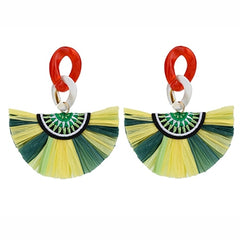 Summer Bohemian Fringe And Acrylic Post Earrings