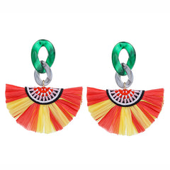 Summer Bohemian Fringe And Acrylic Post Earrings