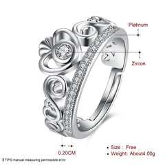 Women's Crown Set Platinum Plated CZ Ring