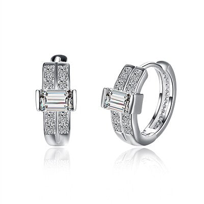 Women's CZ Silver Plated Small Hoop Earrings