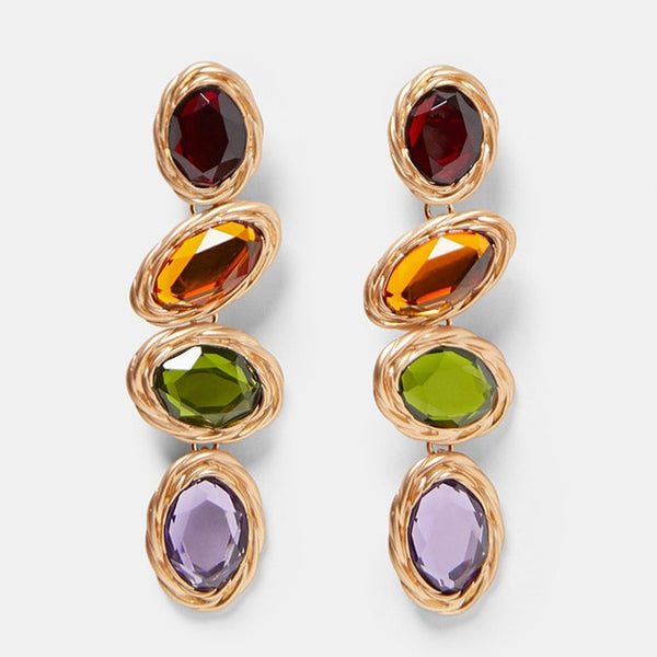 Colorful Rhinestone Tear Drop Post Earrings