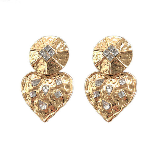 Antique Golden Heart Post Earrings