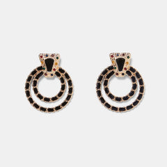 Black Rope Hoop Post Earrings