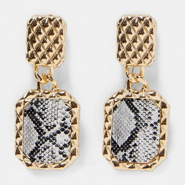 Snake Skin Square Post Earrings