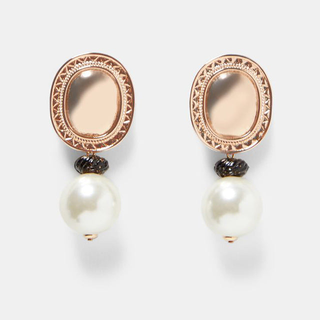 Antique Pearl Mirror Post Earrings