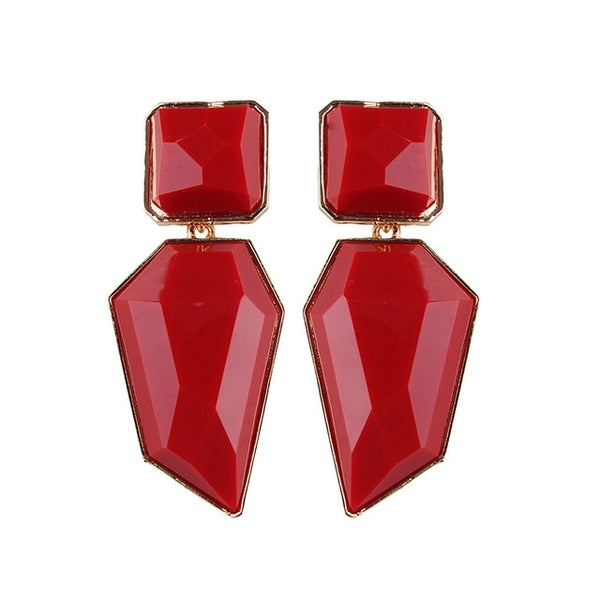 Red Acrylic Geometric Post Earrings