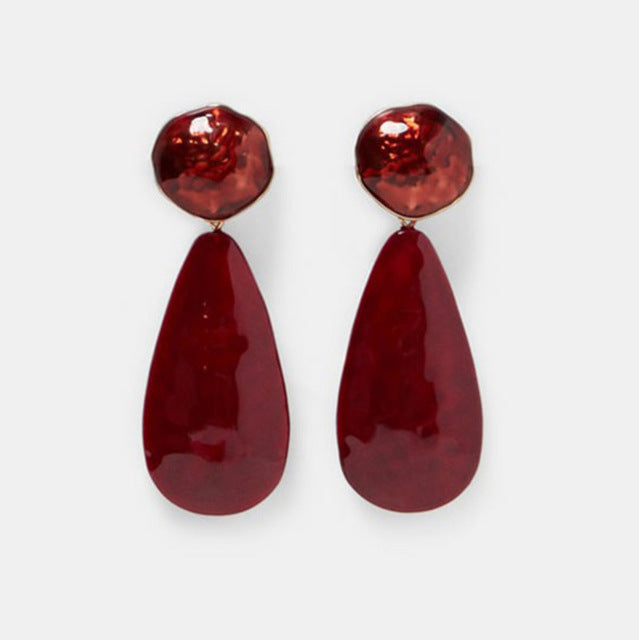 Burgundy Wine Acrylic Tear Drop Post Earrings