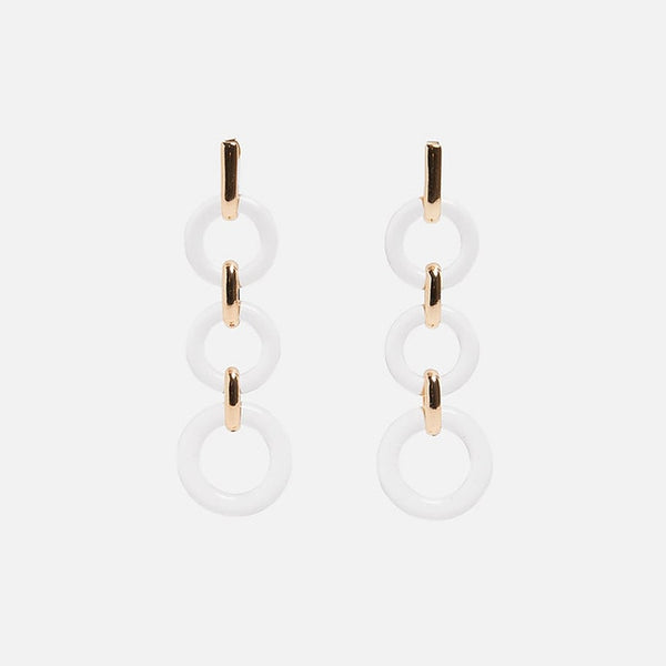 White Acrylic and Gold Hoop Post Earrings