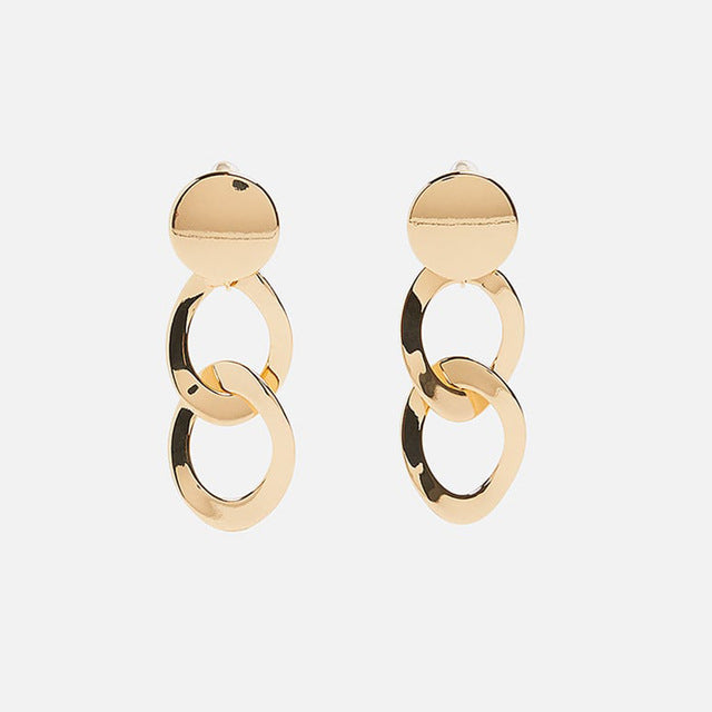 Gold Hoop Drop Post Earrings