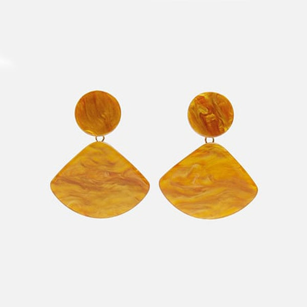 Gold Acrylic Fish Scale Post Earrings