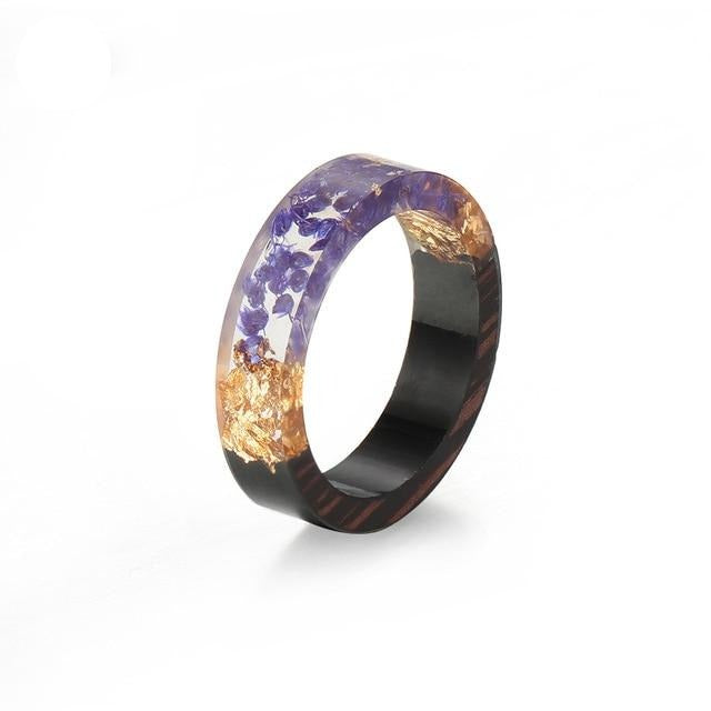 Women's 6mm 'Japanese Gardens' Wood and Acetate Acrylic Ring