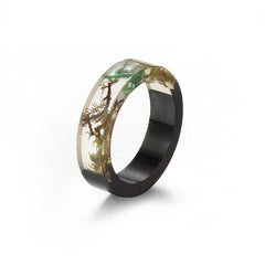 Women's 6mm 'Japanese Gardens' Wood and Acetate Acrylic Ring