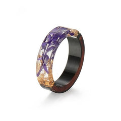 Women's 6mm 'Japanese Gardens' Wood and Acetate Acrylic Ring