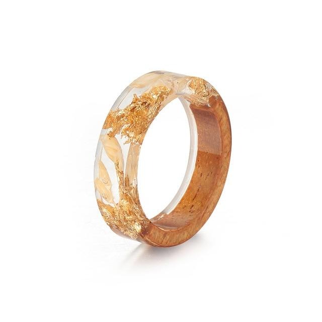 Women's 6mm 'Japanese Gardens' Wood and Acetate Acrylic Ring