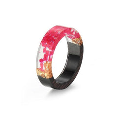 Women's 6mm 'Japanese Gardens' Wood and Acetate Acrylic Ring