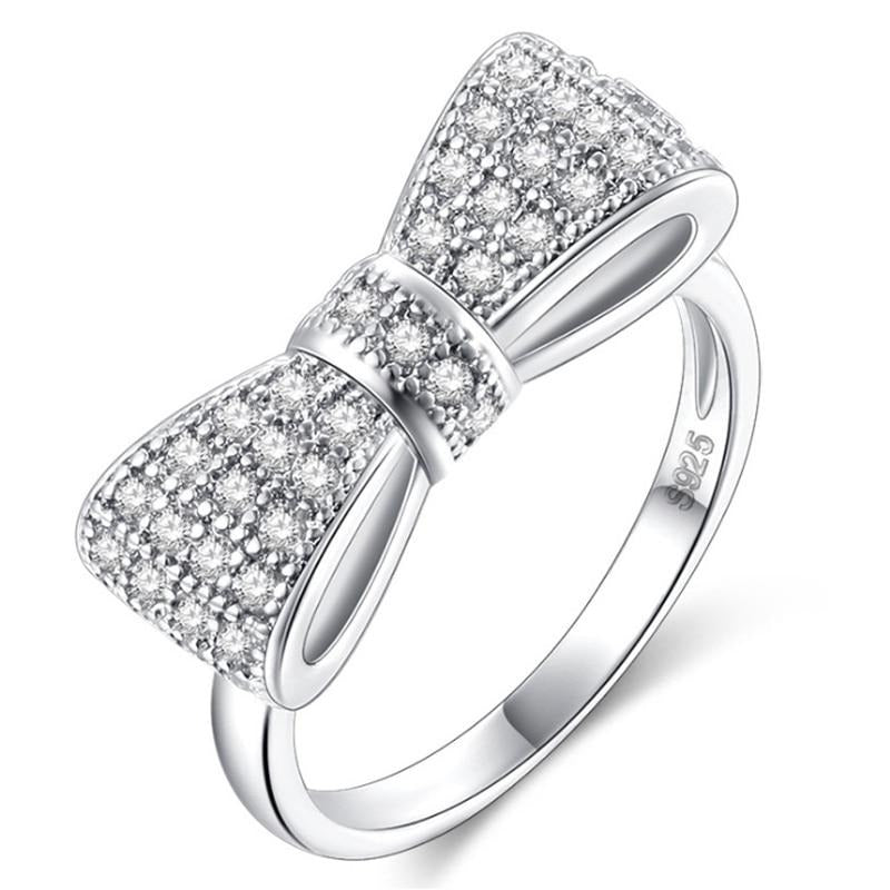 Women's Big Bow Silver Plated CZ Ring