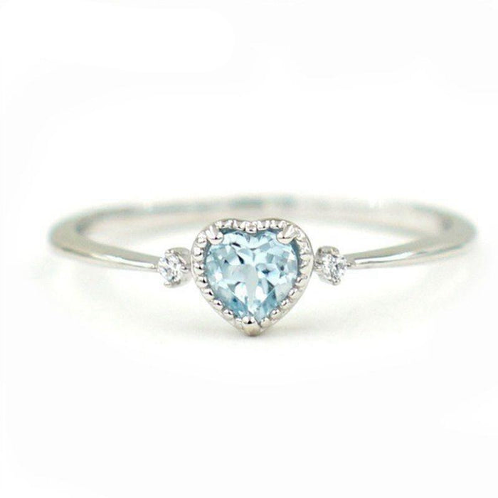 Women's Classic Simple Heart Shaped CZ Silver Plated Ring