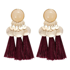 Summer Bohemian Fringe And Ribbon Earrings