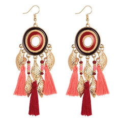 Summer Bohemian Fringe And Ribbon Earrings