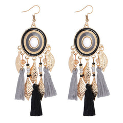 Summer Bohemian Fringe And Ribbon Earrings