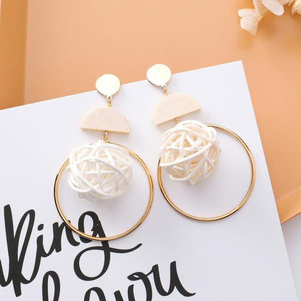 Trendy Pearl Cage And Golden Hoop Post Earrings