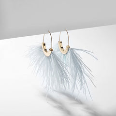 Summer Bohemian Fringe Feather And Gold Earrings