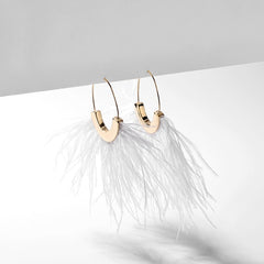 Summer Bohemian Fringe Feather And Gold Earrings