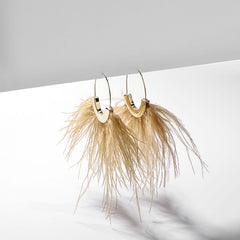 Summer Bohemian Fringe Feather And Gold Earrings