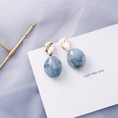 Summer Blue Drop Pearl Post Earrings