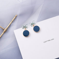 Summer Blue Button And Bow Post Earrings