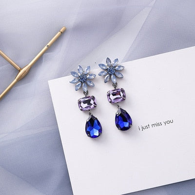 Summer Blue Tone Acrylic Gem Shaped Post Earrings