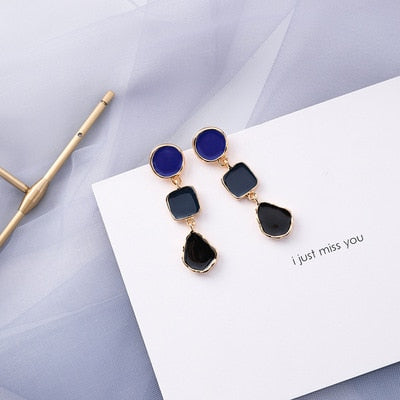 Summer Blue Tone Acrylic Shaped Post Earrings