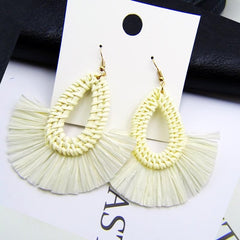 Summer Knit Wicker Fan Post Earrings