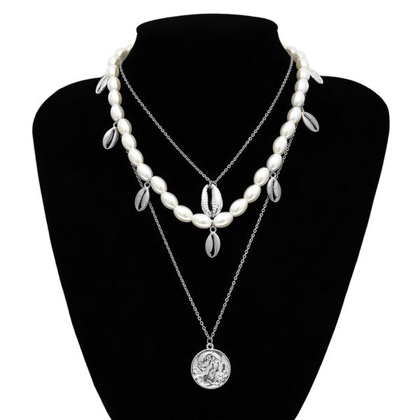 Women's Multilayer Pearl Shell Necklace